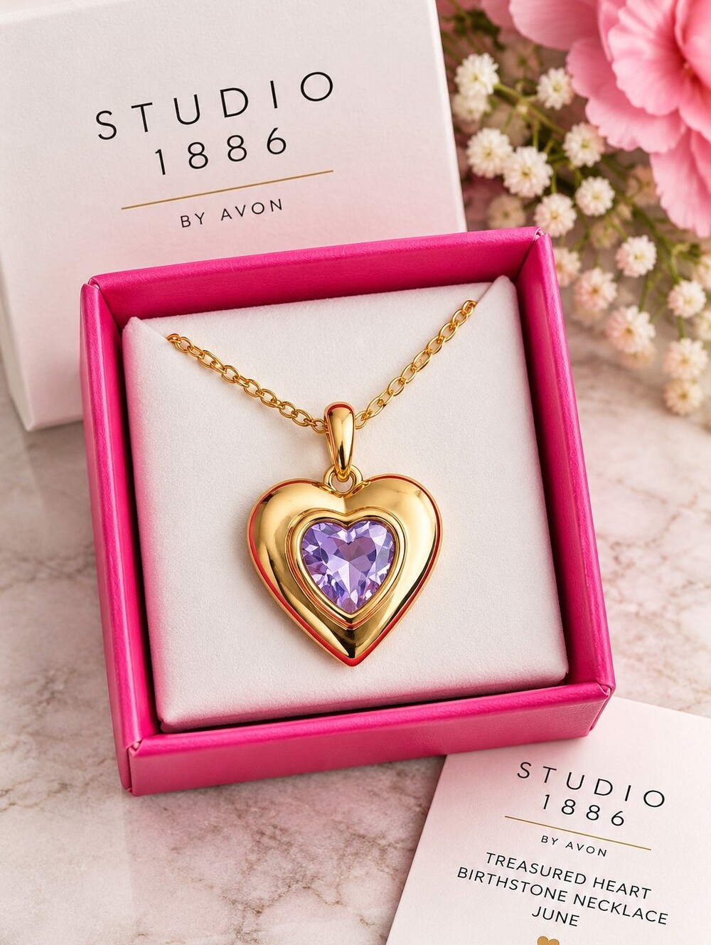 Studio 1886 Avon June Birthstone Heart Necklace New in Box